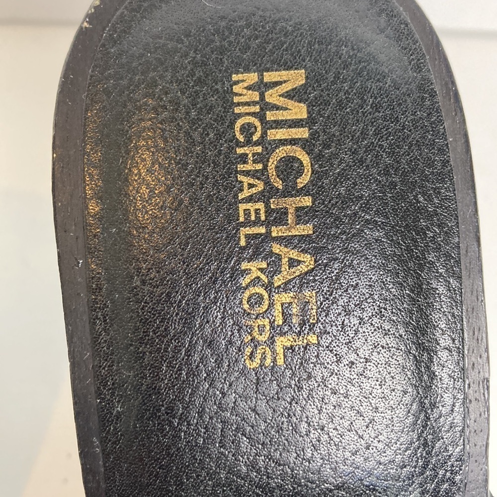 Michael Kors Pebbled Leather Wood Heeled Black Clog Tassel 7.5 Menswear Inspired - Picture 9 of 16